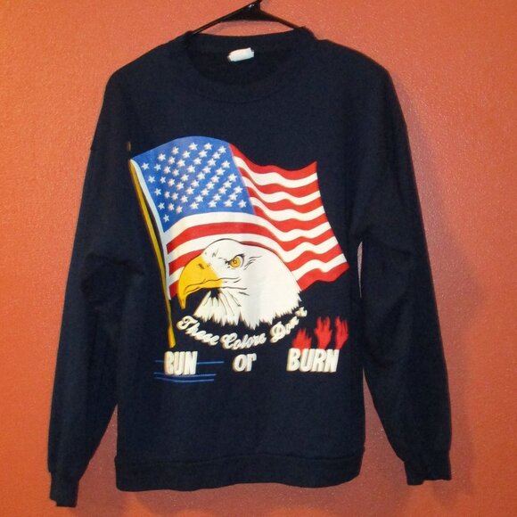Vintage Tops - American Eagle Sweatshirt Haband Vintage 1990 Woman Large Red White Blue Yellow